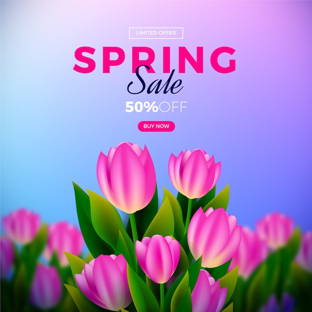 Realistic spring promotional sale