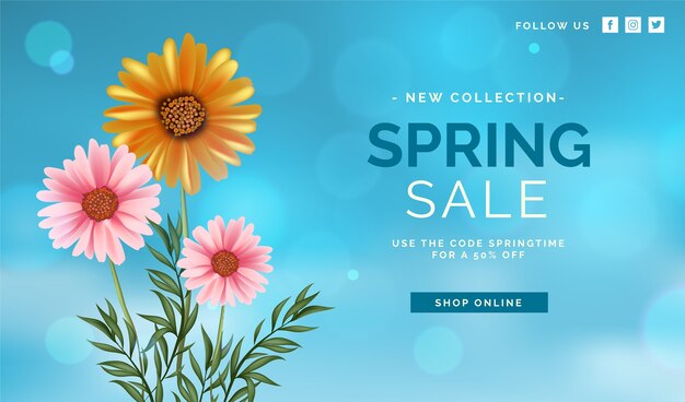 Realistic spring sale concept