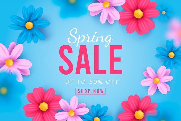 Realistic spring sale illustration