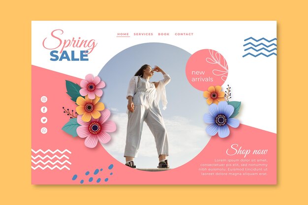 Realistic spring sale landing page