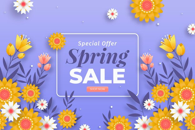 Realistic spring sale in paper style