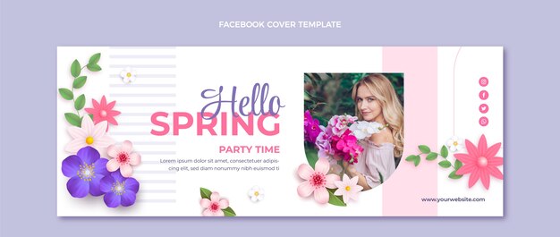 Realistic spring social media cover template