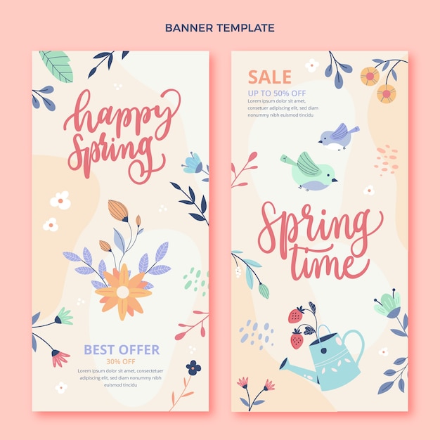 Realistic spring vertical banners set