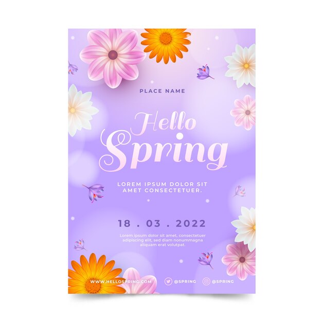 Realistic spring vertical poster template