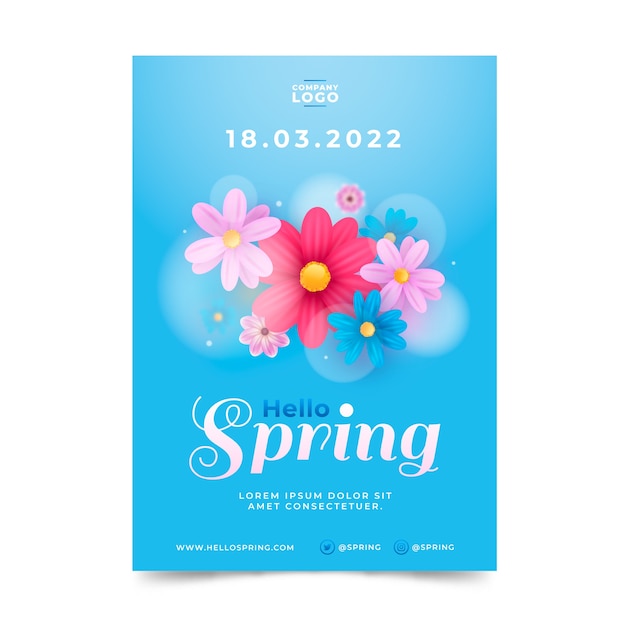 Realistic spring vertical poster template