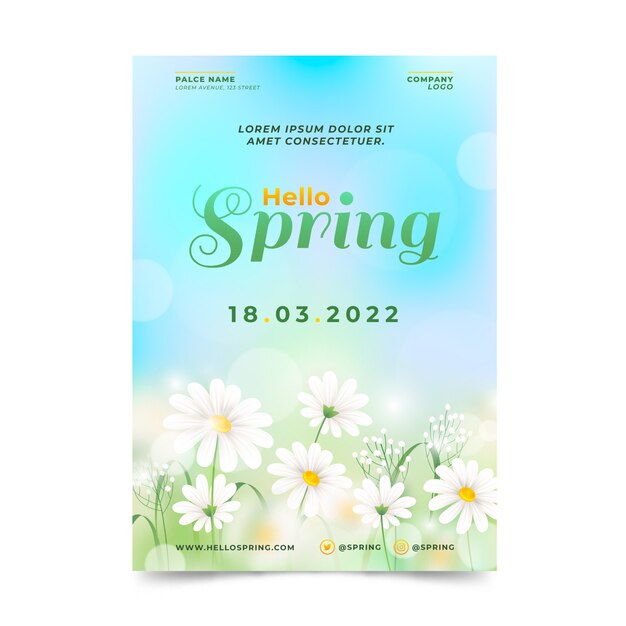 Realistic spring vertical poster template