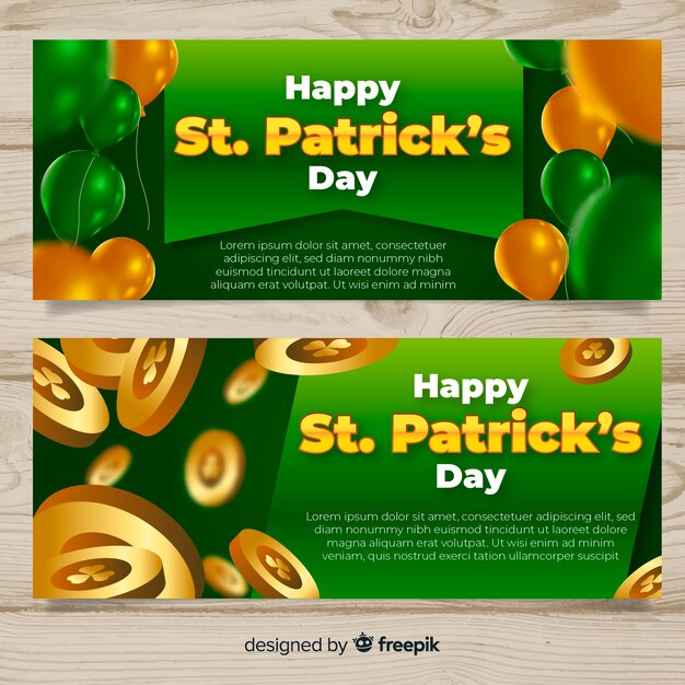 Realistic st. patrick's day banner