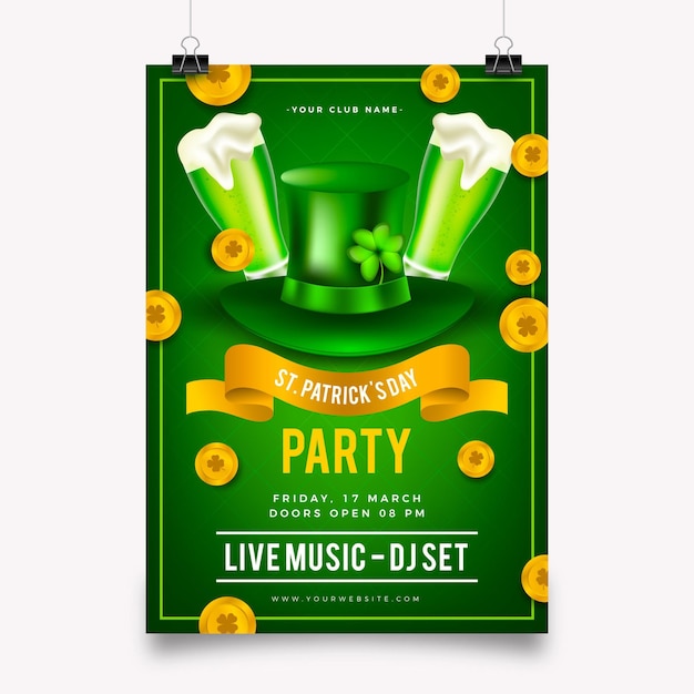 Realistic st. patrick's day vertical poster