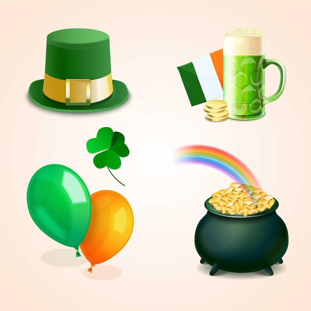 Realistic st patricks day element collection