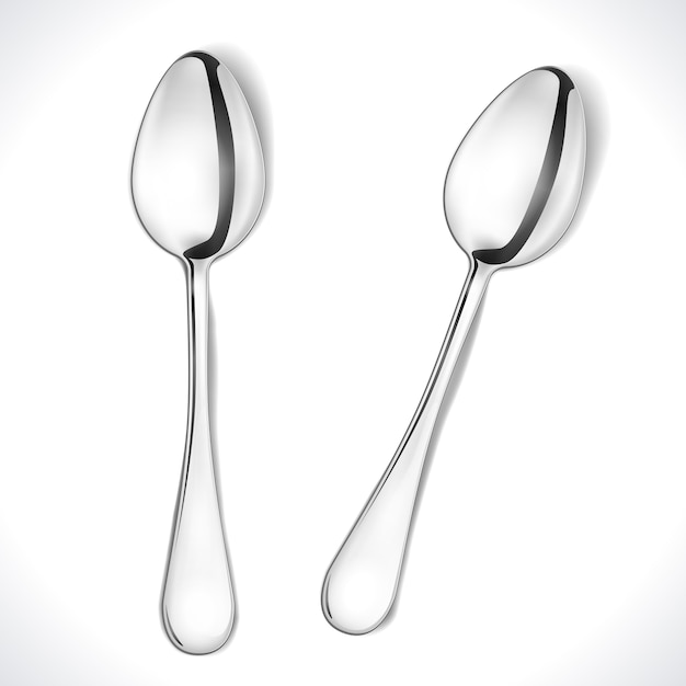 Free Vector realistic steel spoons isolated