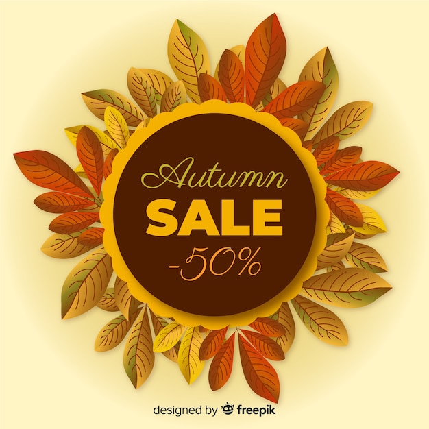 Free Vector realistic style autumn sale banner