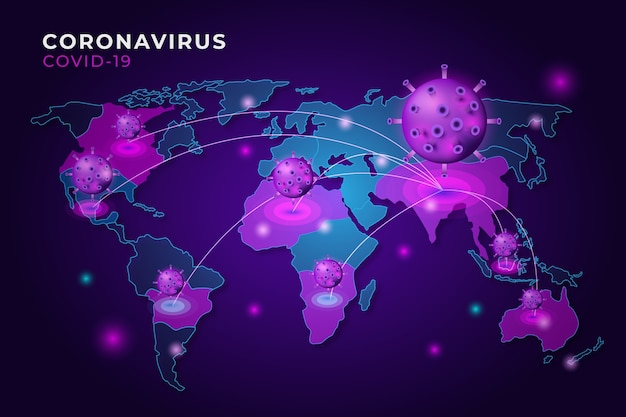 Free Vector realistic style coronavirus with map