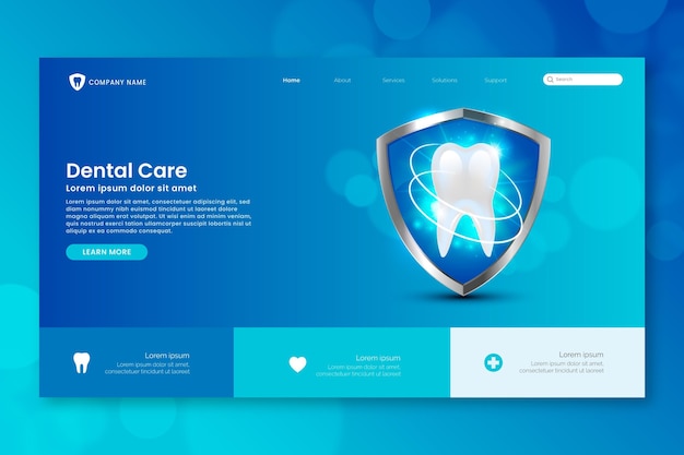 Realistic style dental care landing page