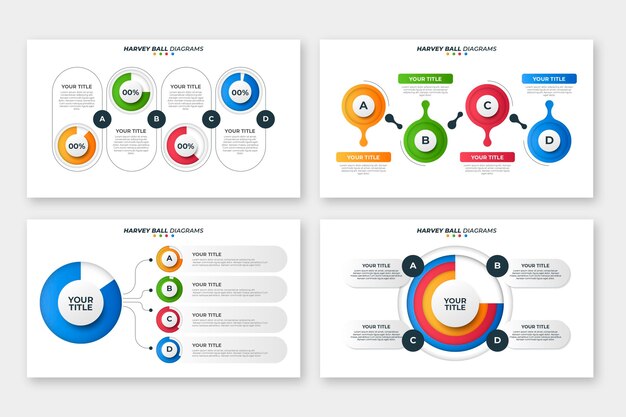 Realistic style harvey ball diagrams