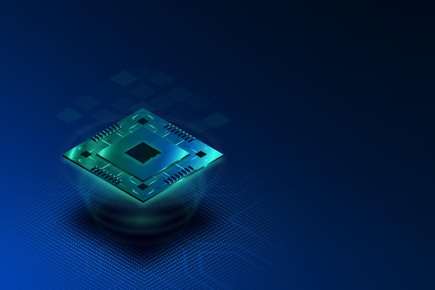 Free Vector realistic style microchip processor background