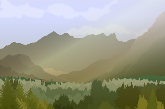 Free vector realistic style mountain landscape