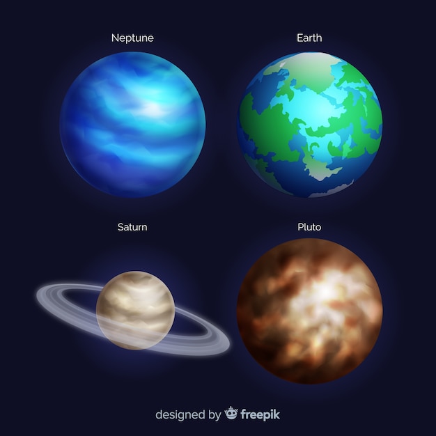 Free Vector realistic style planets collection