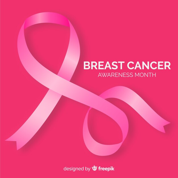 Realistic style ribbon for breast cancer awareness