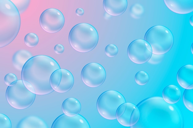 Realistic style soap bubbles background