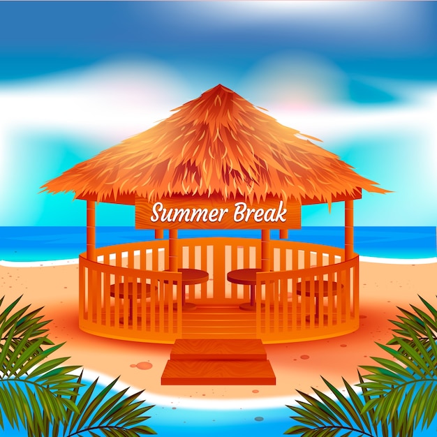 Free Vector realistic summer break illustration with beach hut