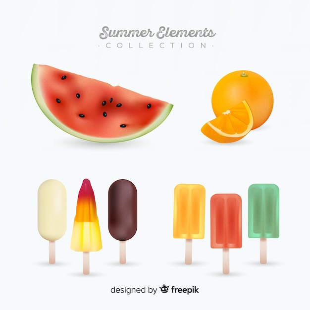 Free Vector realistic summer element collection