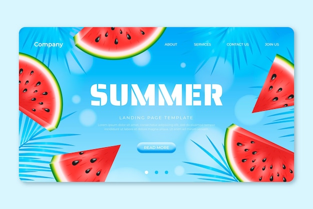 Realistic summer landing page template