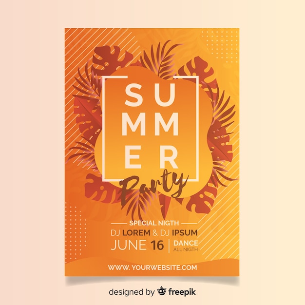 Realistic summer party flyer template