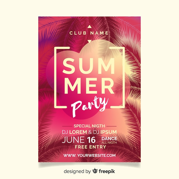 Free Vector realistic summer party flyer template