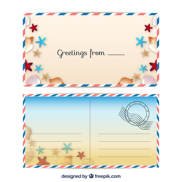 Free Vector realistic summer postal template