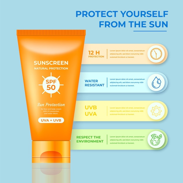 Realistic sun protection infographic