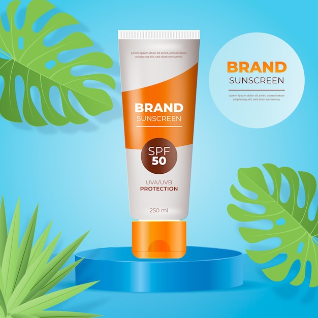 Free Vector realistic sunscreen ad concept