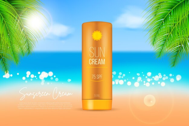 Realistic sunscreen ad concept