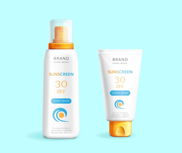 Free Vector realistic sunscreen product promo