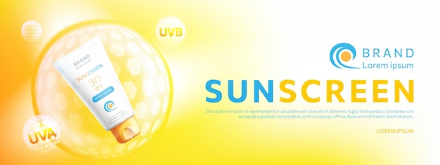 Realistic sunscreen product promo