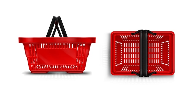 Free Vector realistic supermarket basket collection