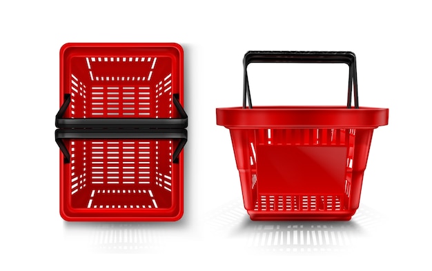 Free Vector realistic supermarket basket collection