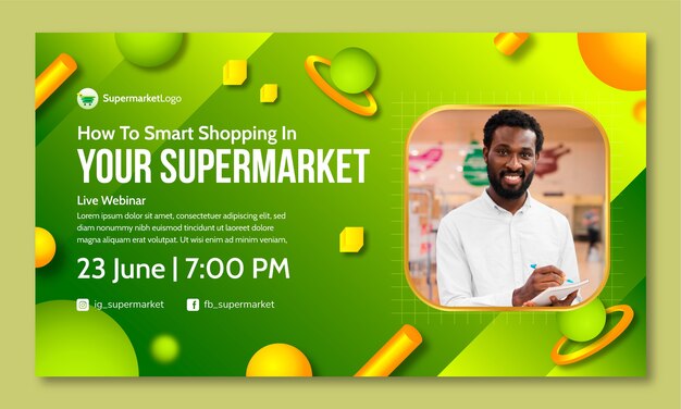 Realistic supermarket webinar template