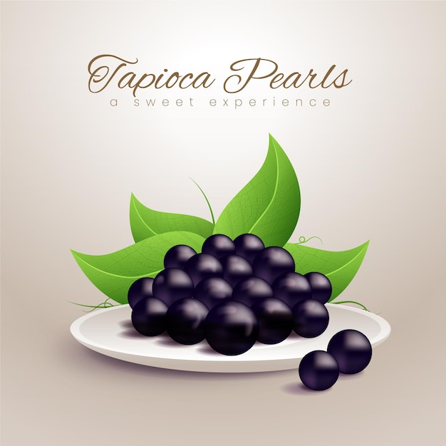 Free Vector realistic tapioca pearls illustration