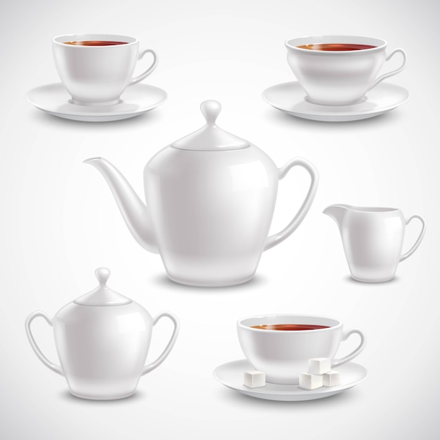 Free Vector realistic tea set