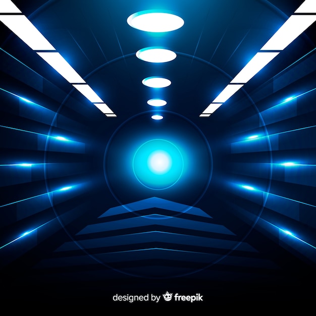 Free vector realistic technological light tunnel background