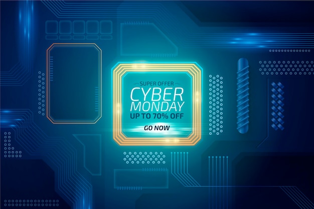 Realistic technology cyber monday background