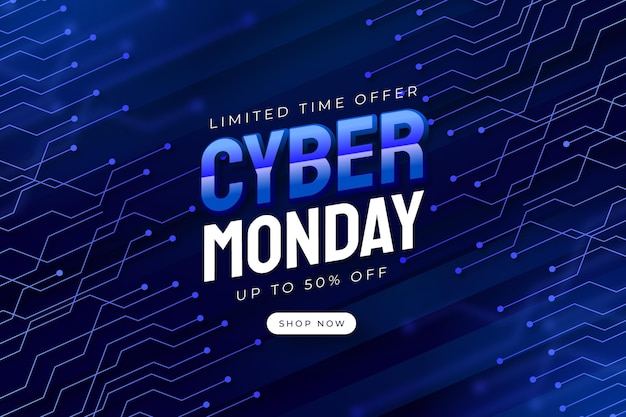 Realistic technology cyber monday background