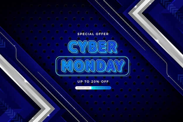 Realistic technology cyber monday background