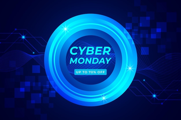 Realistic technology cyber monday background