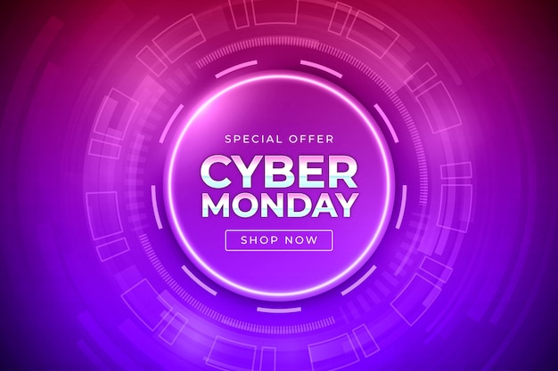 Realistic technology cyber monday background