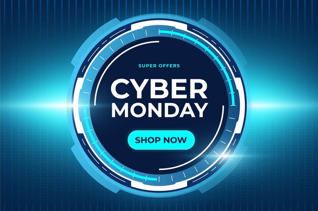 Realistic technology cyber monday concept