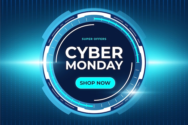 Realistic technology cyber monday concept