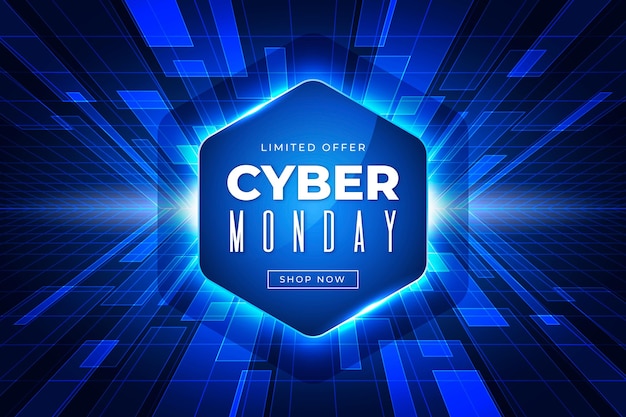 Realistic technology cyber monday concept