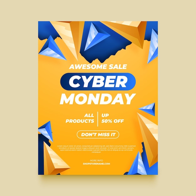 Realistic technology cyber monday vertical poster template