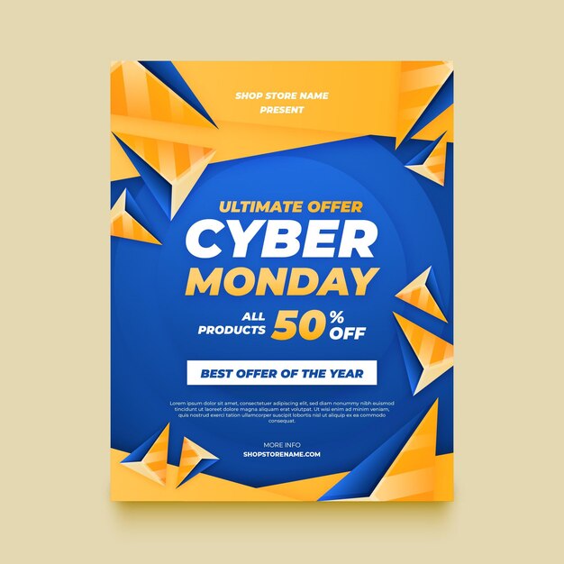 Realistic technology cyber monday vertical poster template